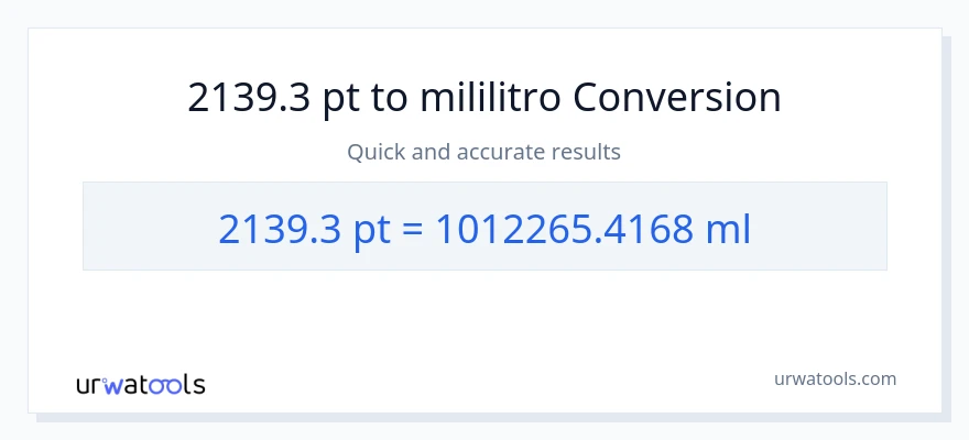 2139.3 Pints patungong mga mililitro na conversion