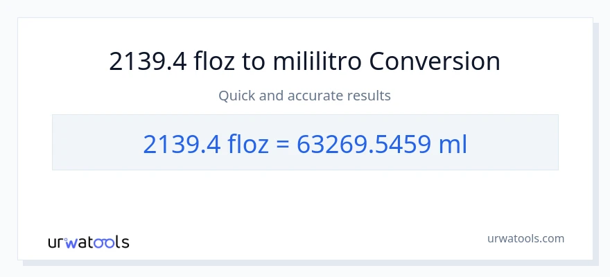 2139.4 mga onsa ng likido patungong mga mililitro na conversion