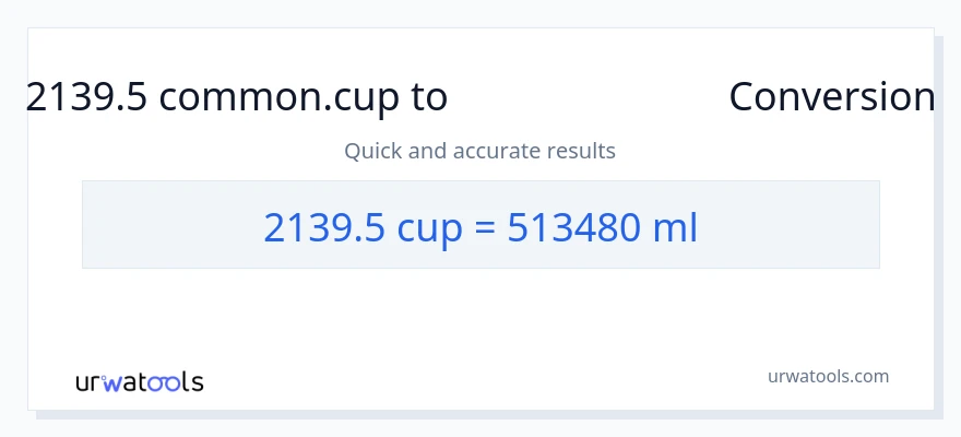 2139.5 కప్పులు నుండి మిల్లీలీటర్లు కు మార్పిడి