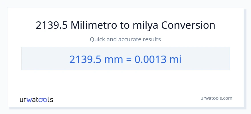 2139.5 milimetro patungong milya na conversion