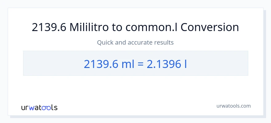 2139.6 mga mililitro patungong Liters na conversion