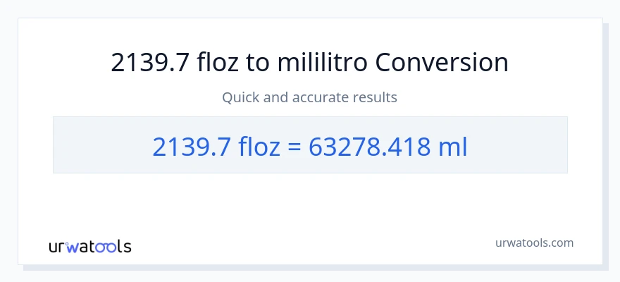 2139.7 mga onsa ng likido patungong mga mililitro na conversion