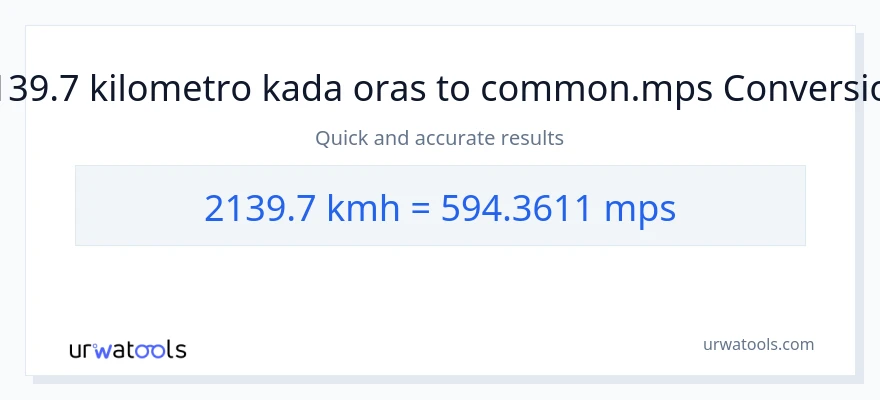 2139.7 kilometro kada oras patungong Meters Per Second na conversion