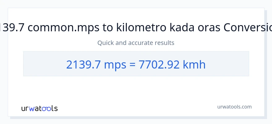 2139.7 Meters Per Second patungong kilometro kada oras na conversion