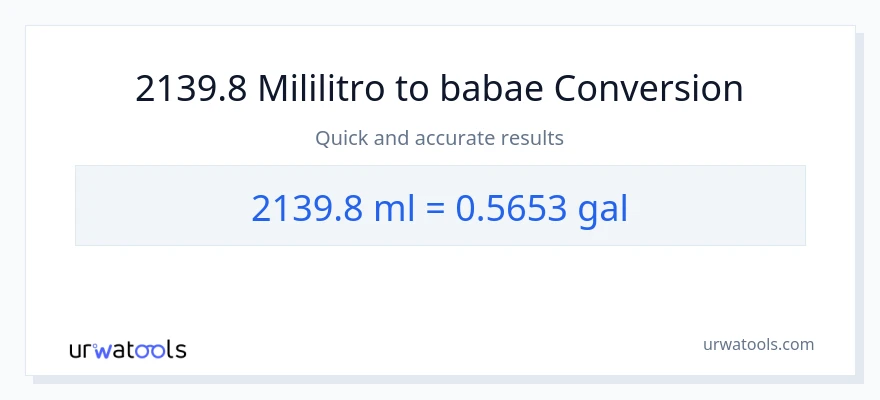 2139.8 mga mililitro patungong Mga galon na conversion