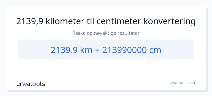 2139.9 kilometer til Centimeter konvertering