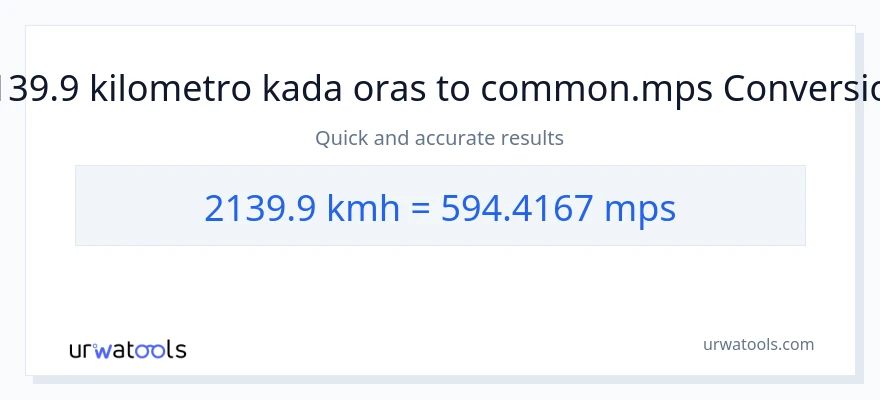 2139.9 kilometro kada oras patungong Meters Per Second na conversion