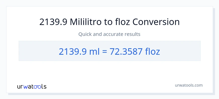 2139.9 mga mililitro patungong mga onsa ng likido na conversion