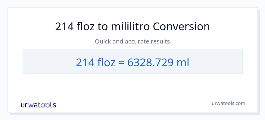 214 mga onsa ng likido patungong mga mililitro na conversion
