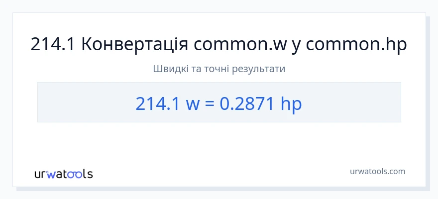 Конверсія з вати у кінська сила: 214.1