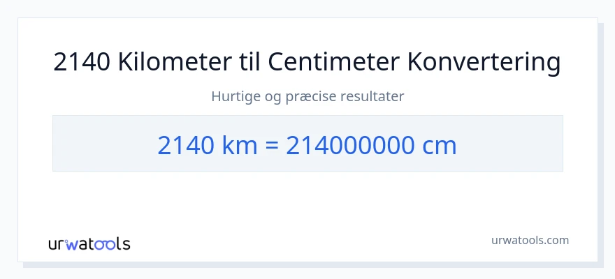 2140 kilometer til Centimeter konvertering