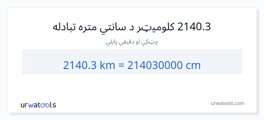 2140.3 کیلومتره ته سانتي متره بدلون