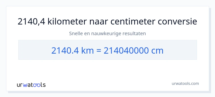 2140.4 kilometers naar centimeters conversie