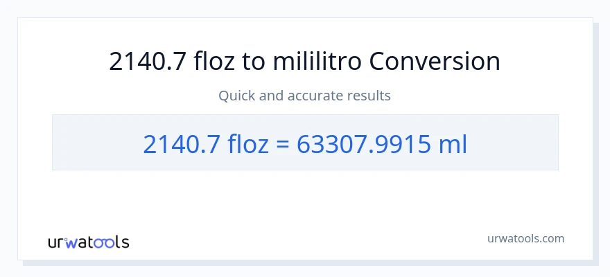 2140.7 mga onsa ng likido patungong mga mililitro na conversion