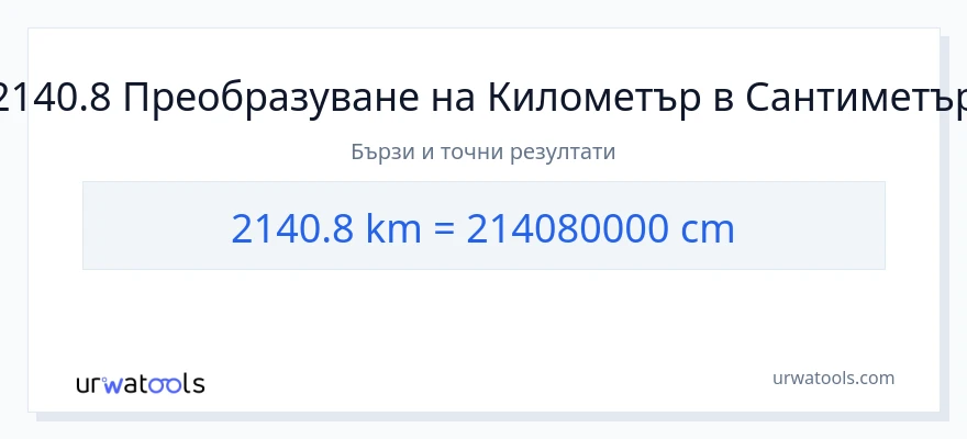 2140.8 конверсия от километри до Сантиметри