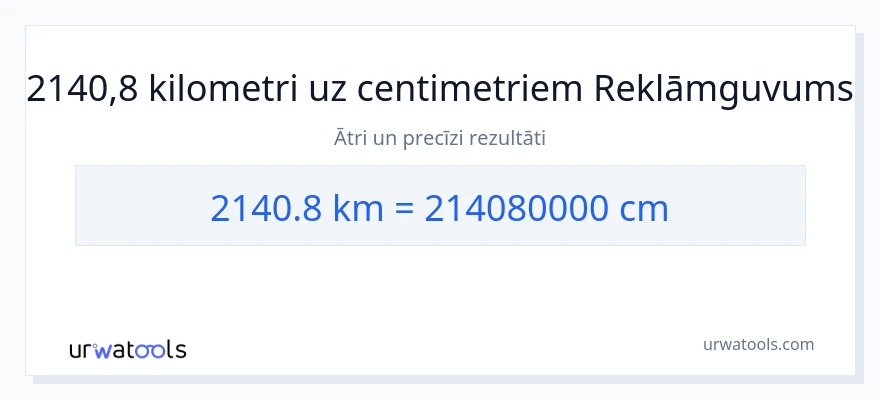 2140.8 kilometri uz Centimetri konversiju