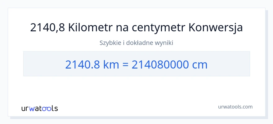 Konwersja 2140.8 kilometrów do Centymetry