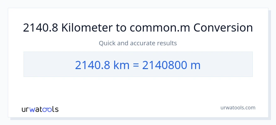 2140.8 Kilometers to Meters conversion