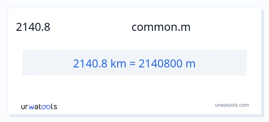 2140.8 ಕಿಲೋಮೀಟರ್‌ಗಳು ರಿಂದ ಮೀಟರ್‌ಗಳು ಪರಿವರ್ತನೆ