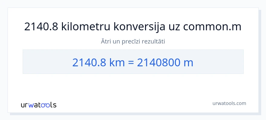 2140.8 kilometri uz Metri konversiju