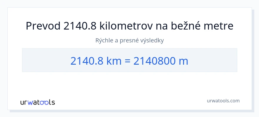 Konverzia z kilometre na Metre: 2140.8