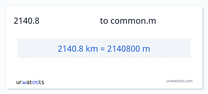 2140.8 கிலோமீட்டர்கள் இலிருந்து மீட்டர்கள் வரை மாற்றம்