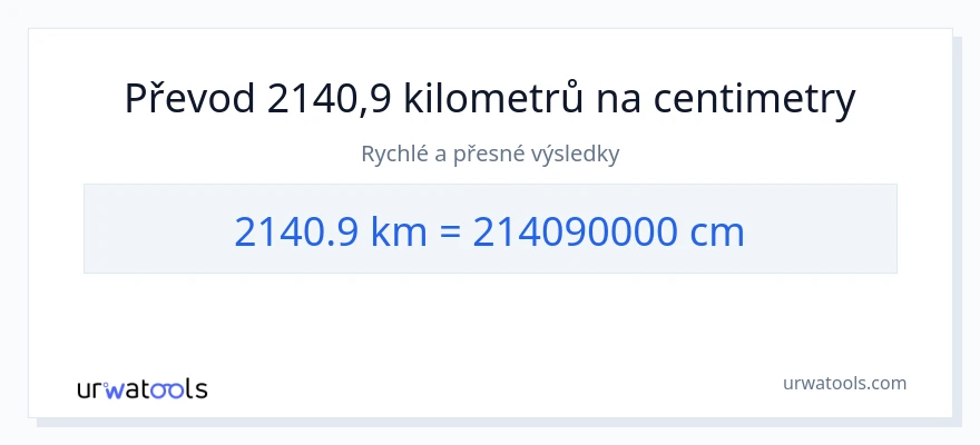 Konverze z kilometry na Centimetry: 2140.9