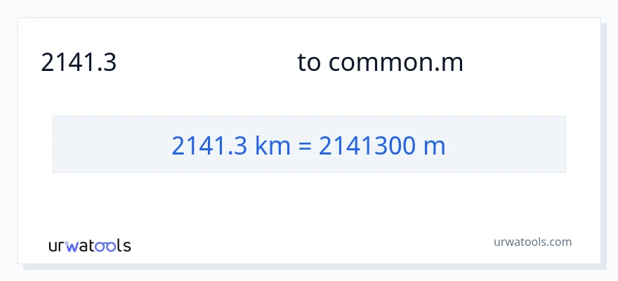 2141.3 கிலோமீட்டர்கள் இலிருந்து மீட்டர்கள் வரை மாற்றம்