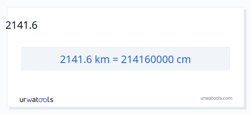 2141.6 కిలోమీటర్లు నుండి సెంటీమీటర్లు కు మార్పిడి