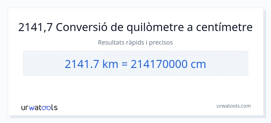 Conversió de 2141.7 quilòmetres a Centímetres