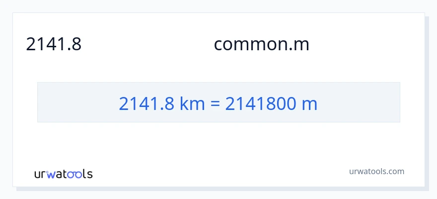 2141.8 ಕಿಲೋಮೀಟರ್‌ಗಳು ರಿಂದ ಮೀಟರ್‌ಗಳು ಪರಿವರ್ತನೆ