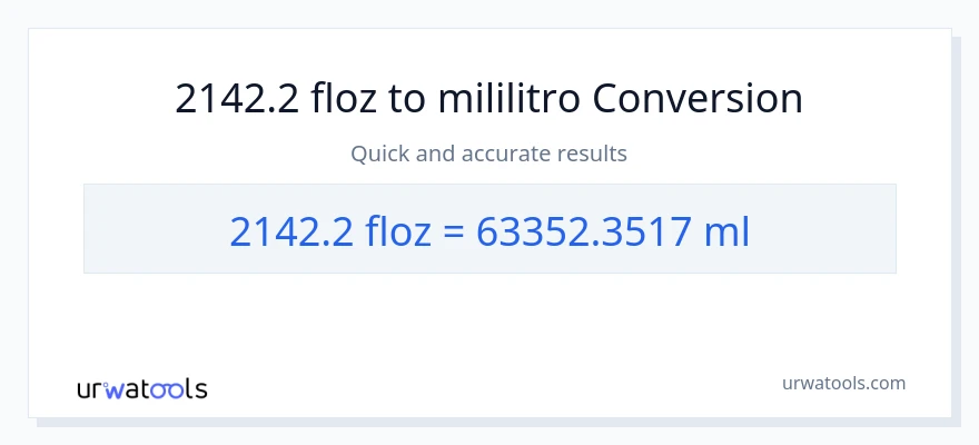 2142.2 mga onsa ng likido patungong mga mililitro na conversion