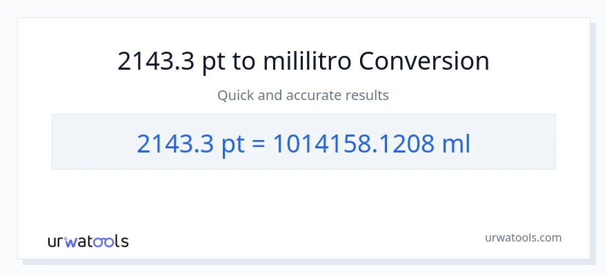 2143.3 Pints patungong mga mililitro na conversion