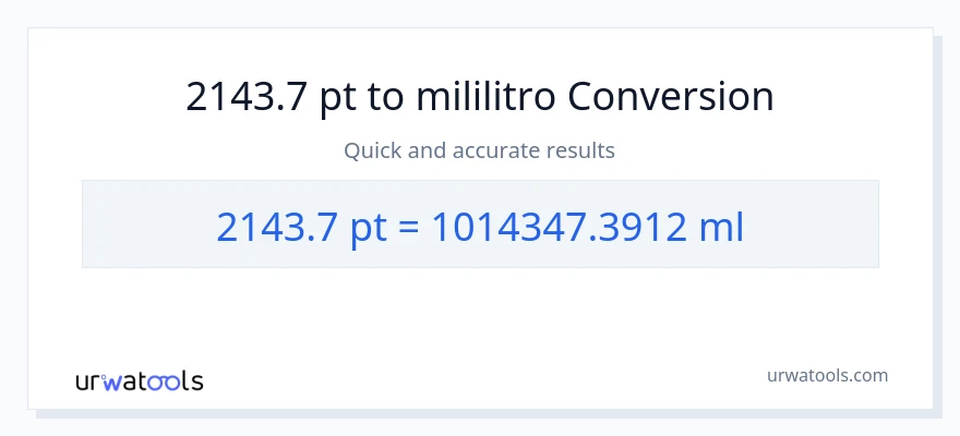 2143.7 Pints patungong mga mililitro na conversion