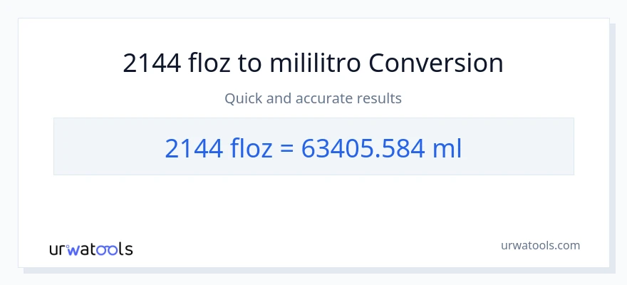 2144 mga onsa ng likido patungong mga mililitro na conversion
