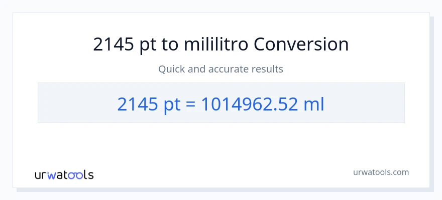 2145 Pints patungong mga mililitro na conversion