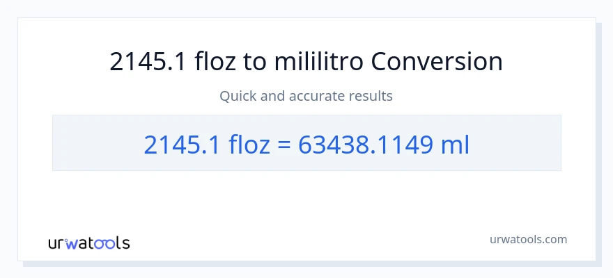 2145.1 mga onsa ng likido patungong mga mililitro na conversion