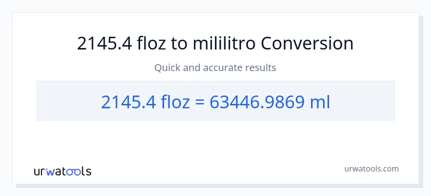 2145.4 mga onsa ng likido patungong mga mililitro na conversion