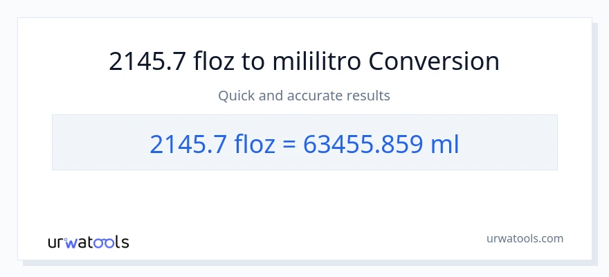 2145.7 mga onsa ng likido patungong mga mililitro na conversion