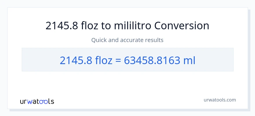 2145.8 mga onsa ng likido patungong mga mililitro na conversion