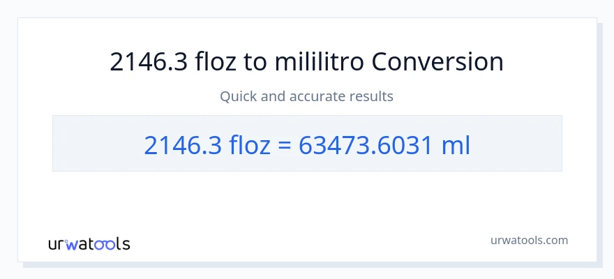 2146.3 mga onsa ng likido patungong mga mililitro na conversion