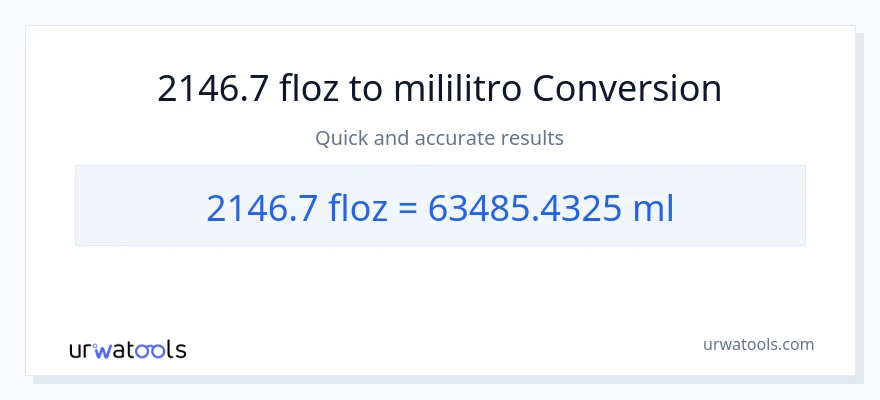 2146.7 mga onsa ng likido patungong mga mililitro na conversion