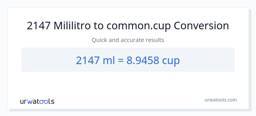 2147 mga mililitro patungong mga tasa na conversion