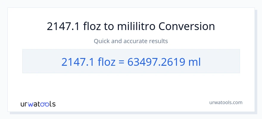 2147.1 mga onsa ng likido patungong mga mililitro na conversion