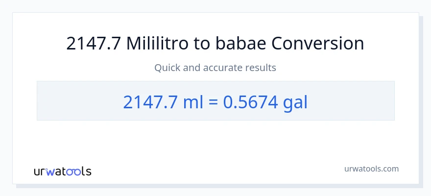 2147.7 mga mililitro patungong Mga galon na conversion