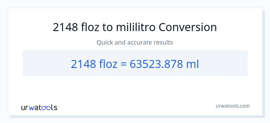 2148 mga onsa ng likido patungong mga mililitro na conversion