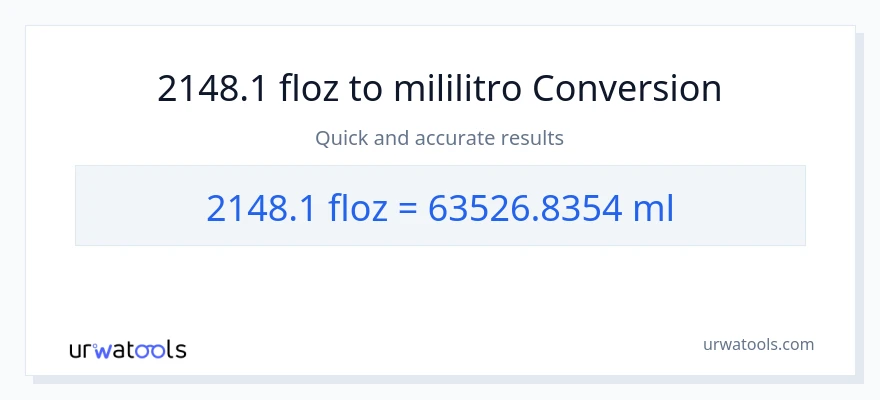 2148.1 mga onsa ng likido patungong mga mililitro na conversion