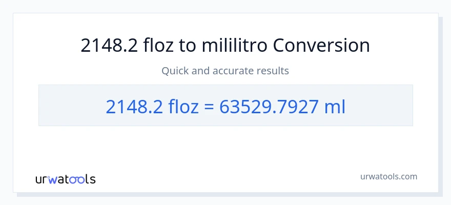 2148.2 mga onsa ng likido patungong mga mililitro na conversion