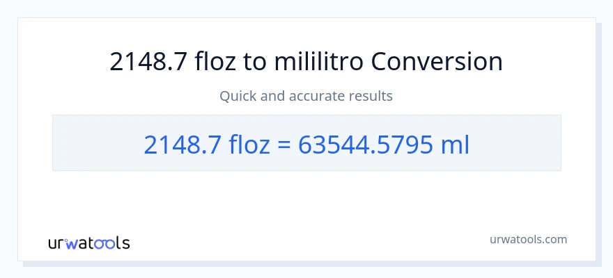 2148.7 mga onsa ng likido patungong mga mililitro na conversion