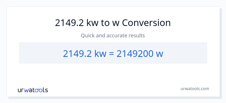 2149.2 kilowatts patungong watts na conversion
